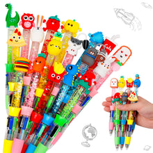 CZWZ 20Pcs Mini Multicolor Pens in One 4-in-1 Cute Pens Bulk for Kids, Fun Kawaii Ballpoint Pens for Birthdays and Children's Party Favors Gifts Teacher School Supplies