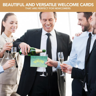 Decorably 24 Pack Gold Foil 6x4in Welcome Cards with Envelopes and Stickers, 6 Elegant Designs for New Employees, Guests, Team Members, Blank Inside - Housewarming, Office, Wedding, Gifting, Mailing