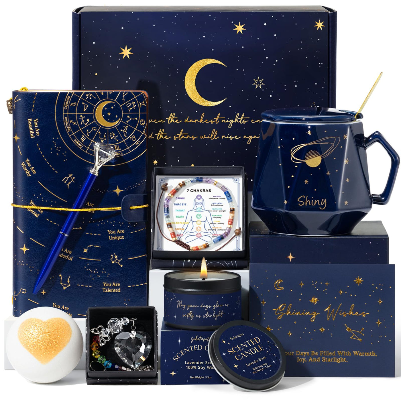 Gift Baskets for Women, 9pcs Unique Happy Birthday Gifts for Women, Thank You Basket Christmas Ideas Box w/Coffee Mug Her Mom Friend Teacher Coworker, Best Employee Appreciation Gifts