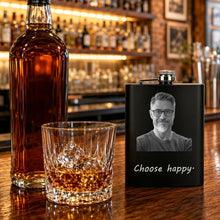 Personalized Photo Flask Custom Engraved Stainless Steel Liquor Flask 8oz Unique Gift Men Husband Dad Groomsmen Wedding Birthday Anniversary Fathers Day (Custom Design)