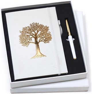 Veway Premium Tree of Life Journal and Pen Set for Women (Breathe) | 224-Page Hardcover Notebook, Elegant Gift Box & Refillable Gold Pen | A5 Aesthetic Writing Journal & Inspirational Gift