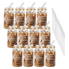 6Pcs Thank You Gifts Glass Cups with Lids and Straws 16oz Employee Appreciation Drinking Glasses Cups Thank You Iced Coffee Cup Tumbler Gifts for Employee Staff Coworkers Teachers Nurse