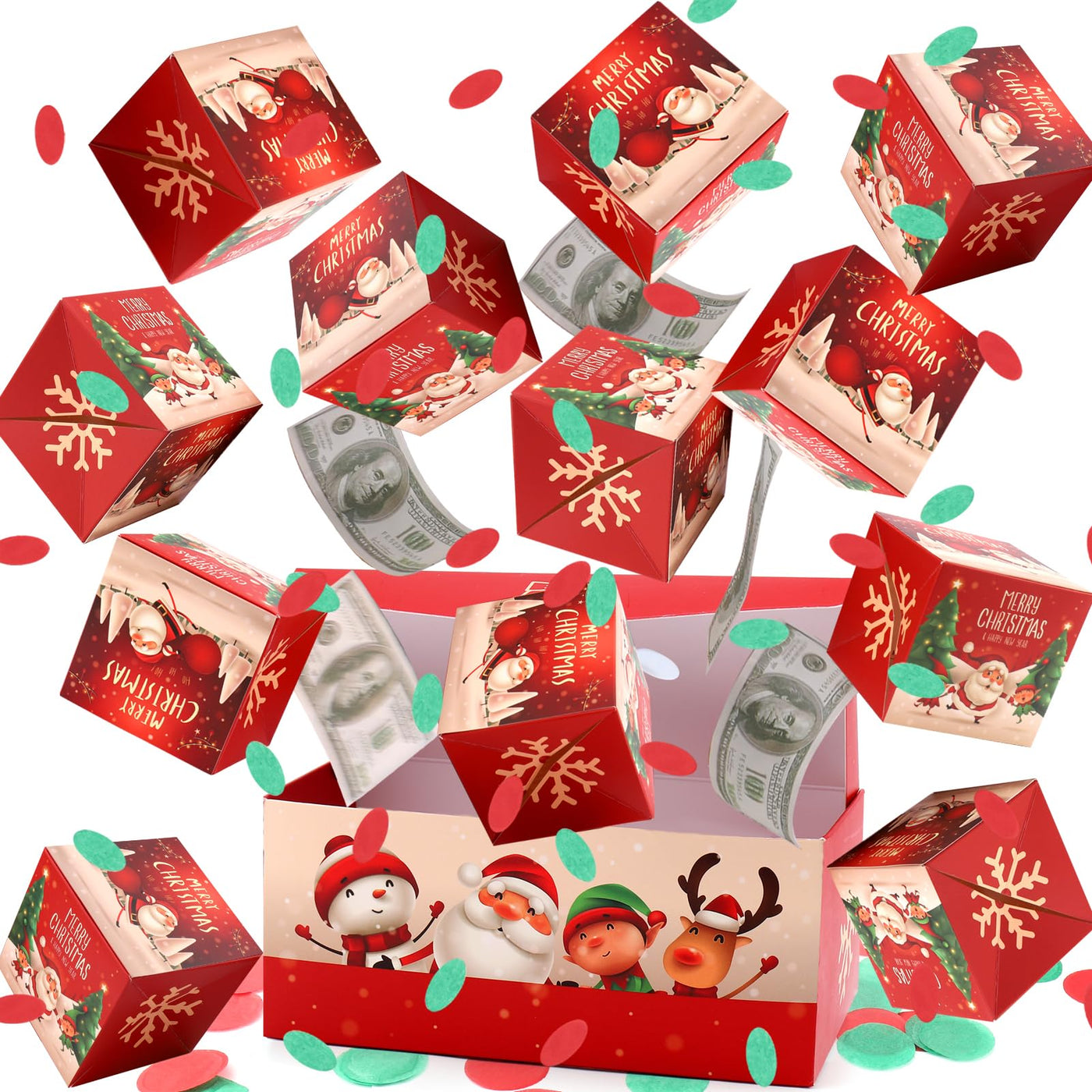BABORUI Money Surprise Box - Christmas Gift with Confetti Explosion for Women, Men, and Kids