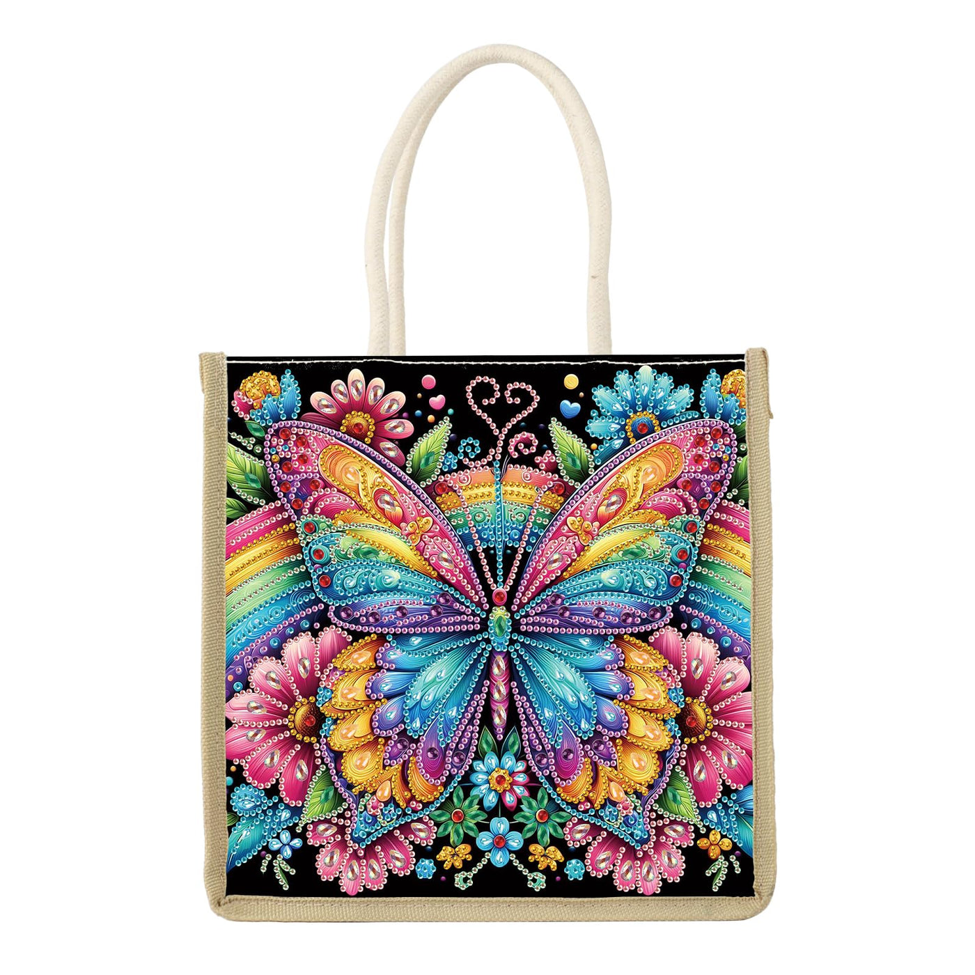 JZHYOAN Mandala Diamond Painting Canvas Tote Bags for Adults DIY Flower Diamond Art Tote Bags Kits Reusable Grocery Shopping Hand Storage Bag with Handles Portable Storage Bag for Family Woman Man