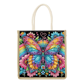 JZHYOAN Mandala Diamond Painting Canvas Tote Bags for Adults DIY Flower Diamond Art Tote Bags Kits Reusable Grocery Shopping Hand Storage Bag with Handles Portable Storage Bag for Family Woman Man