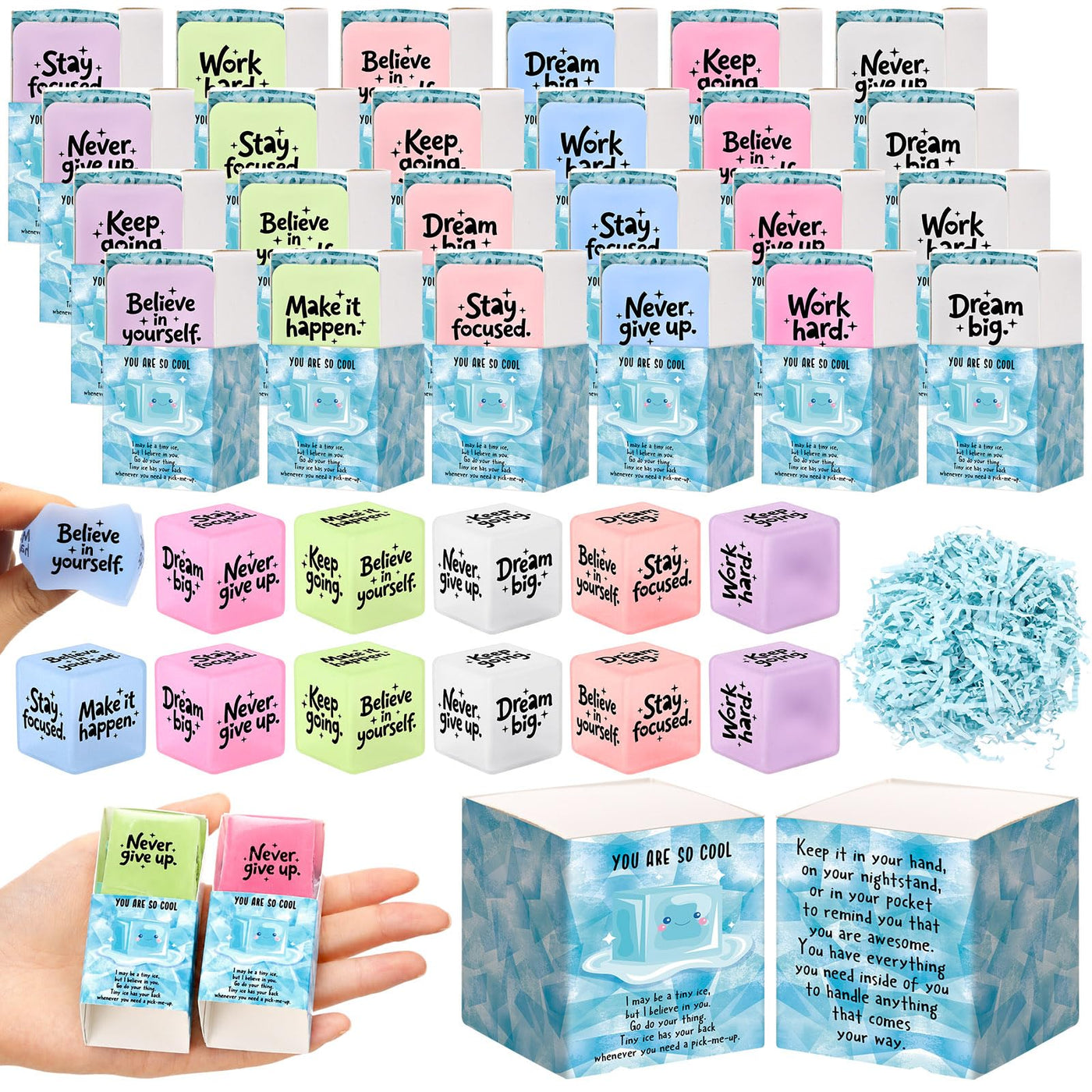 Wettarn 75 Sets Appreciation Gifts Cute Stress Balls with Support Boxes Bulk Party Favors for Employee Coworker Team Group Stuffers Office Prizes Positive Desk Decor
