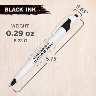 DISCOUNT PROMOS Personalized Ballpoint Pens Bulk Pack of 4-5,000 counts Black Ink, Slim & Curvy Design, Retractable, Ideal for Office, Corporate Merchandise, Tradeshows- Black