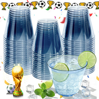 9 oz Clear Plastic Cups Green Plastic Disposable Cups for Cocktail 50 Pack Fancy Cocktail Cup for Party Stemless Wine Glasses for Wedding Graduation Birthday World Cup