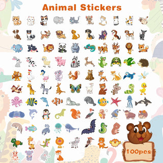 Stickers for Kids - 100 PCS Cute Animal Stickers | Water Bottle Scrapbook Stickers Toys Games Crafts for Kids Toddlers-Activities Party Supplies Favors Teacher Prizes Rewards Gifts for Teens Classroom