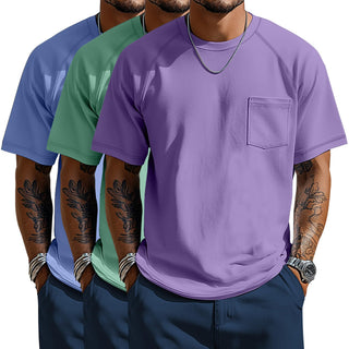 Neer 3 Pack Big and Tall Shirts for Men with Pocket XL-5XL Plus Size Crew Neck Raglan Short Sleeve Summer Casual T Shirts Tee