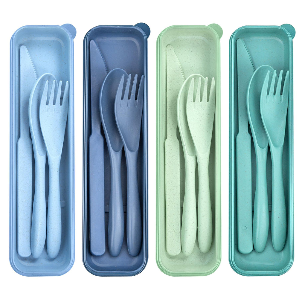 4 Sets Reusable Utensils Set with Case, Travel Utensils with Case, Reusable Utensils for Lunch Box Accessories, Portable Lunch Utensils Set for Travel Daily Use