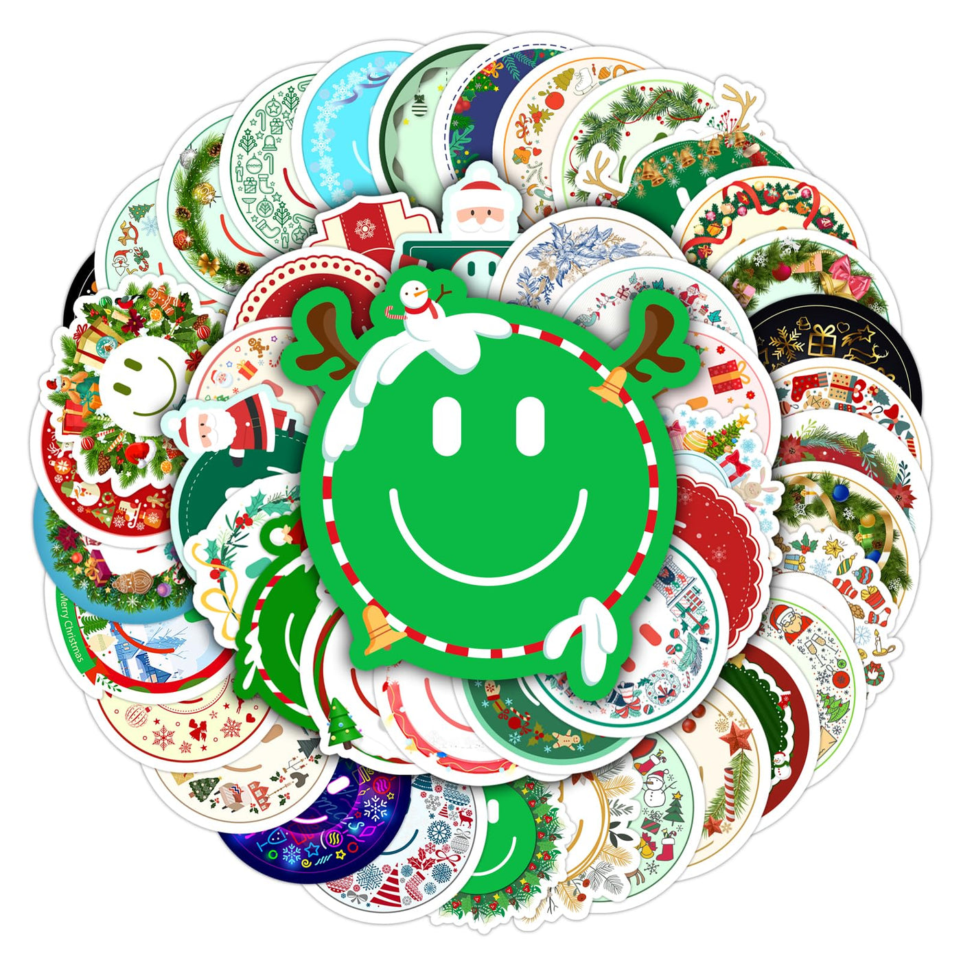 50PCS Smiling Stickers, Cute Water Bottle Stickers for Kids, for Teaching Rewards, Notebooks, Stationery, Luggage, Cartoon PVC Happy Stickers