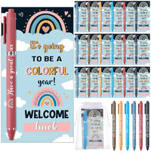 Marspark 30 Set Welcome Back to School Gifts Bulk Ballpoint Pens and Greeting Cards Set with Bags Twist Ties Composition First Day of School Gifts for Teacher Student Classroom Party Favors Supplies