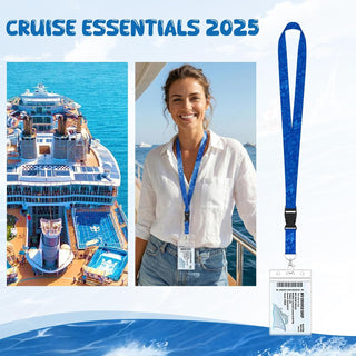 6 Pack Lanyards for Cruise Ship Cards with Waterproof ID Card Badge Holders for Royal Caribbean Cruise Essentials 2026（Ocean）