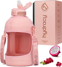 Hydracy Water Bottle with Time Marker -Large BPA Free Water Bottle & No Sweat Sleeve -Leak Proof Gym Bottle with Times to Drink - Ideal for Fitness Sports & Outdoors
