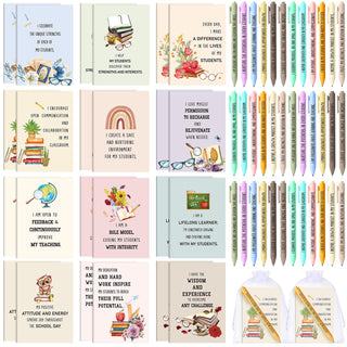 Mooliwe 24 Pcs Positive Affirmation Gift Set Gratitude Notebooks with Pens Small Bags Motivational Encouragement Notepads Daily Affirmations Journal for Women Stress Relief Self Care (Watercolor)