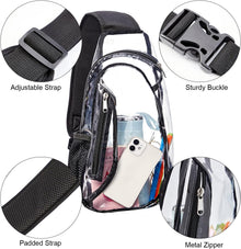 gdbis Clear Sling Bag, Stadium Approved PVC Crossbody Backpack, Clear Casual Chest Daypack for Hiking, Stadium or Concerts
