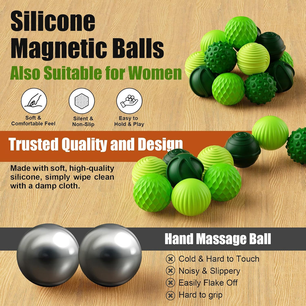 Silicone Magnetic Balls, Fidget Toys, 6-Pack Stress Relief Toys for Adults, Teens, Sensory Toy for Fingers Hands, Quiet Office Desk Toys with Textures, Magnet Fidget Fun Gift
