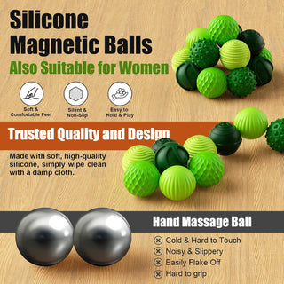 Silicone Magnetic Balls, Fidget Toys, 6-Pack Stress Relief Toys for Adults, Teens, Sensory Toy for Fingers Hands, Quiet Office Desk Toys with Textures, Magnet Fidget Fun Gift