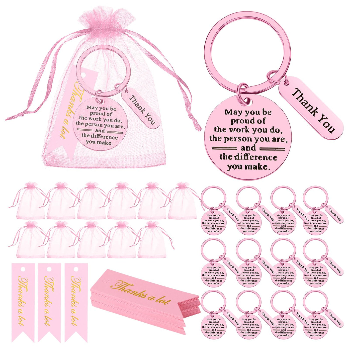 Yinkin 72 Pcs Employee Appreciation Gifts Bulk Staff Thank You Gifts Organza Bags with Cards for Coworkers Graduation Favors