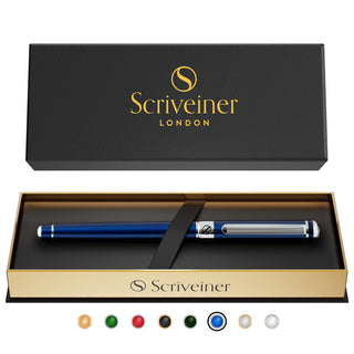 Scriveiner Black Lacquer Rollerball Pen - Stunning Luxury Pen, Real Gold Plating, Schmidt Ink Refill, Best Roller Ball Gift Set for Men & Women, Professional, Executive Office, Nice Pens