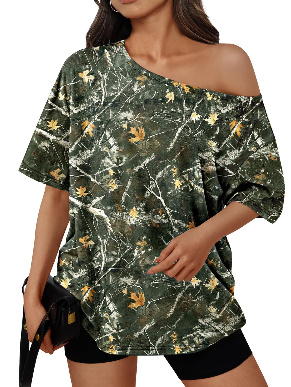 Trendy Queen Womens Off the Shoulder Tops Oversized Summer Spring T-Shirts 2026
