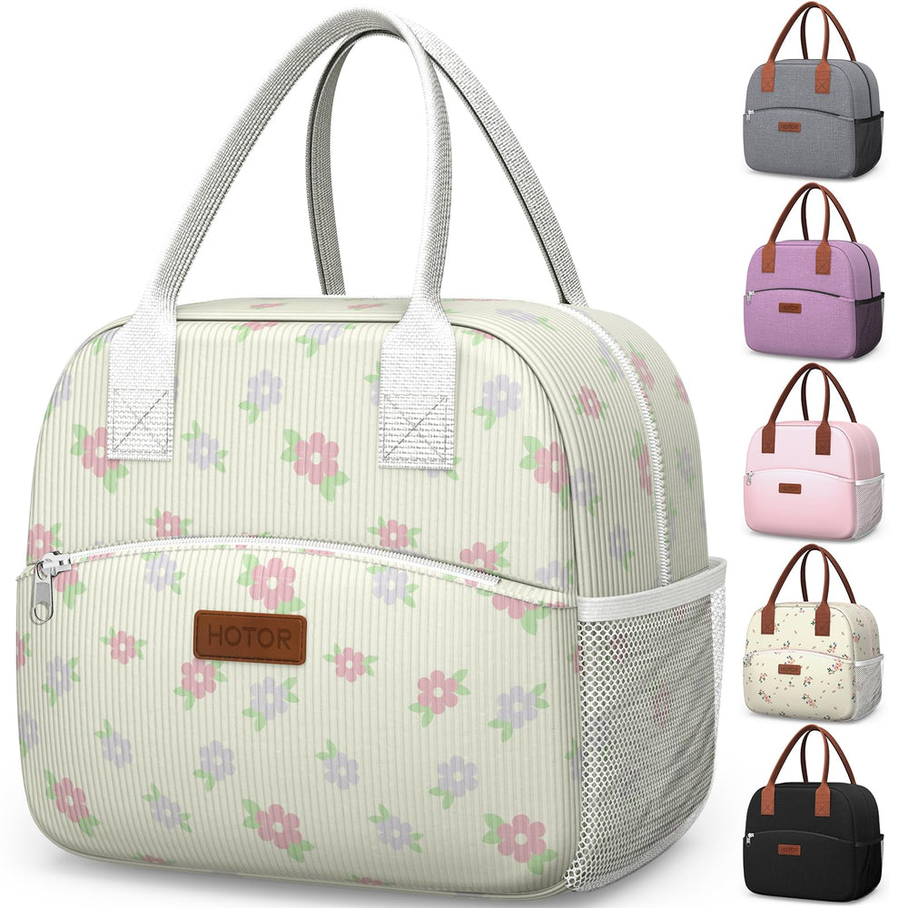 HOTOR Lunch Bag for Women & Men - Wear-Resistant Insulated Lunch Box with Large Capacity, Multi-Functional Cooler Bag for Office, Picnic, Black, 10L,10.60" x 5.90" x 9.50"