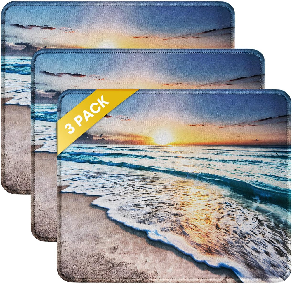 JIKIOU 3 Pack Mouse Pad with Stitched Edge, Comfortable Mouse Pads with Non-Slip Rubber Base, Washable Mousepads Bulk with Comfortable Cloth, Mouse Pads for Computers Laptop Mouse 10.2x8.3inch Black