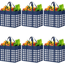 WOWBOX Reusable Grocery Bags,4-Pack, Foldable Reusable Shopping Tote Bags bulk with Reinforced Handles,Large Storage Bags with Water Resistant Coating for Groceries,Multipurpose,Black-White