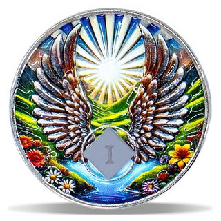 2 Year Angel Wings Sobriety Coin – Radiant Sunrise NA Medallion – Spiritual Token for Recovery & Clean Time – Empowering NA AA Chips – Gift for Men & Women