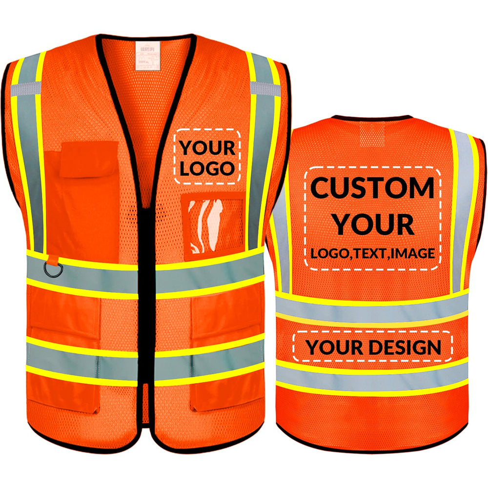 BeautyWill Custom Safety Vest Logo Class 2 High Visibility Reflevtive Vest Outdoor Protective Workwear