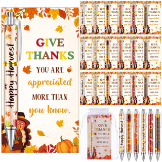 Marspark 30 Set Welcome Back to School Gifts Bulk Ballpoint Pens and Greeting Cards Set with Bags Twist Ties Composition First Day of School Gifts for Teacher Student Classroom Party Favors Supplies