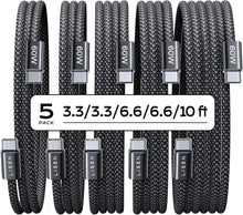 LISEN USB C to USB C Cable, 5-Pack [3.3/3.3/6.6/6.6/10FT] for iPhone 17 Charger Cord, 60W C to C Cable Fast Charging for iPad, iPhone 16 15 Pro Max, Galaxy S25/S24 USBC to USBC Cable Gifts for Men