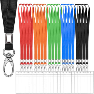 20 Pack Cruise Lanyards with Waterproof ID Card Holder, Clear Cruise Ship Card Holder with Lanyard, Carnival Cruise Lanyard for Ship Cards, Vertical Badge Holder, 5 Colors