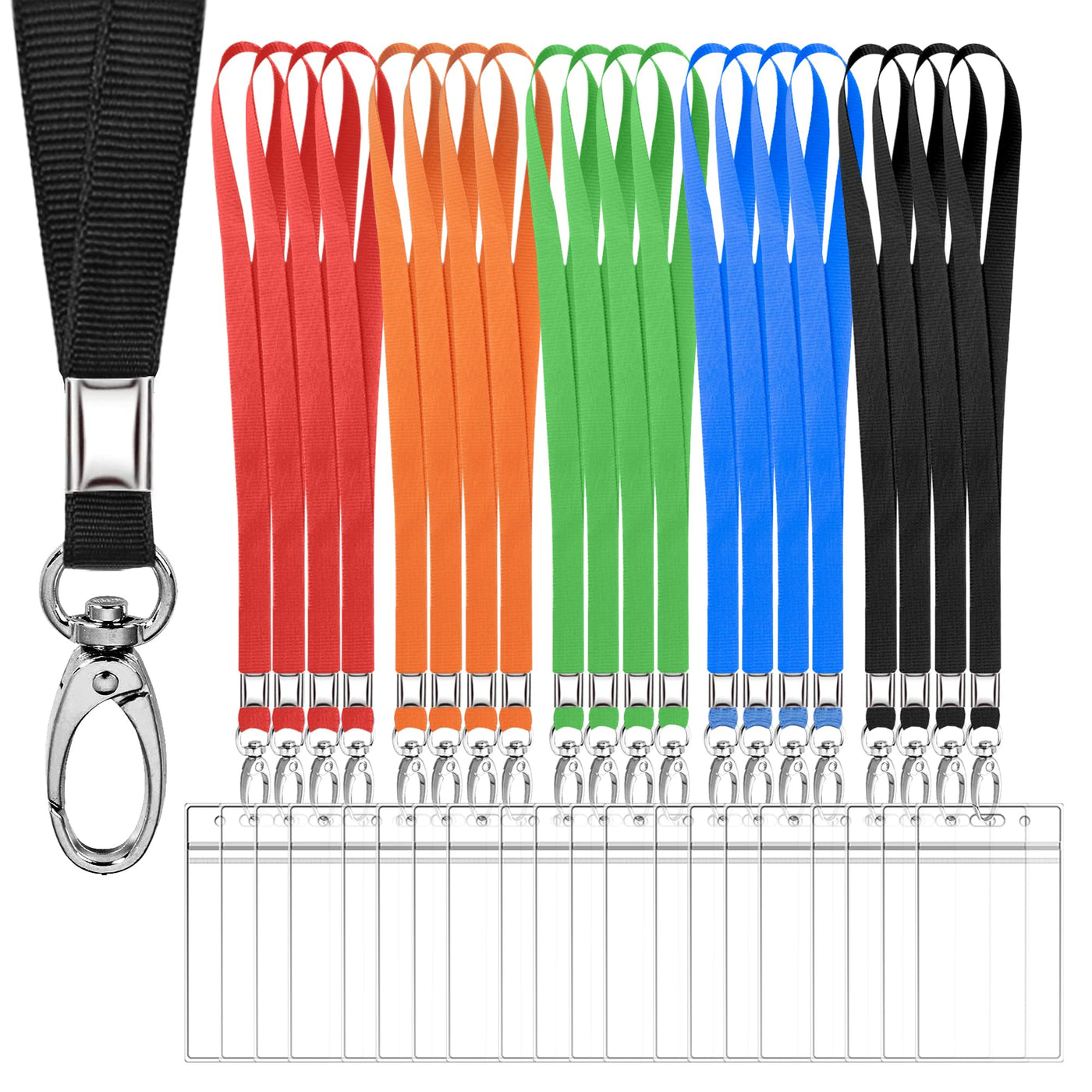 20 Pack Cruise Lanyards with Waterproof ID Card Holder, Clear Cruise Ship Card Holder with Lanyard, Carnival Cruise Lanyard for Ship Cards, Vertical Badge Holder, 5 Colors