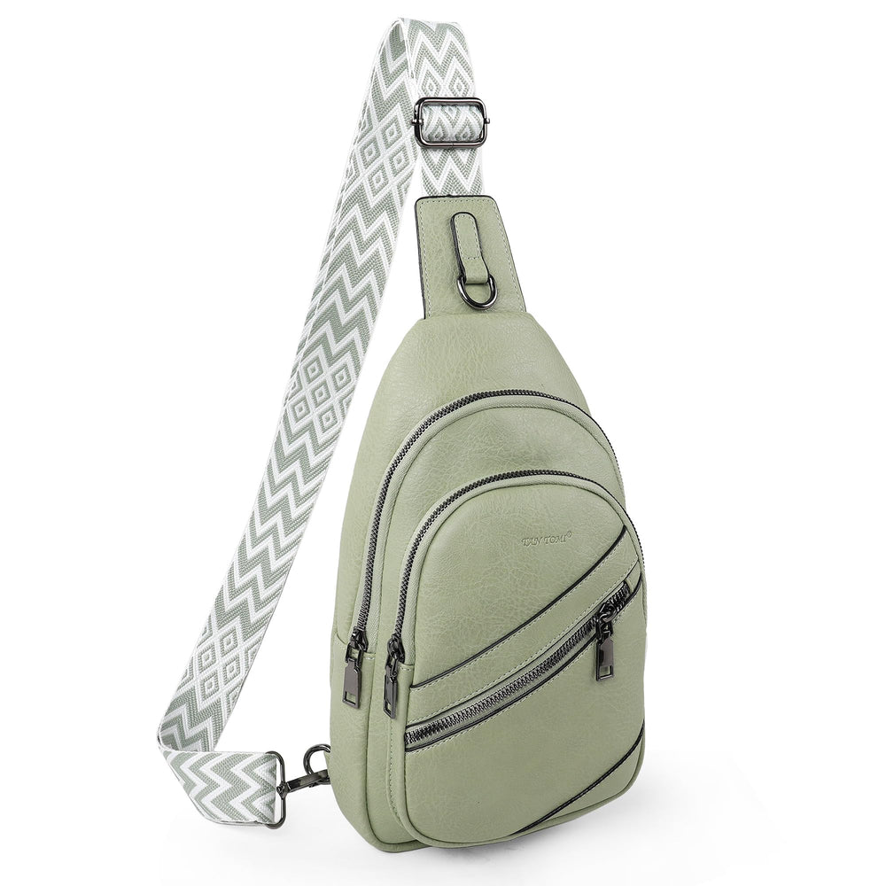 TANTOMI Sling Bag Crossbody Bags for Women Leather Cross Body Bag Trendy Fanny Pack Chest Travel Purse with Adjustable Strap
