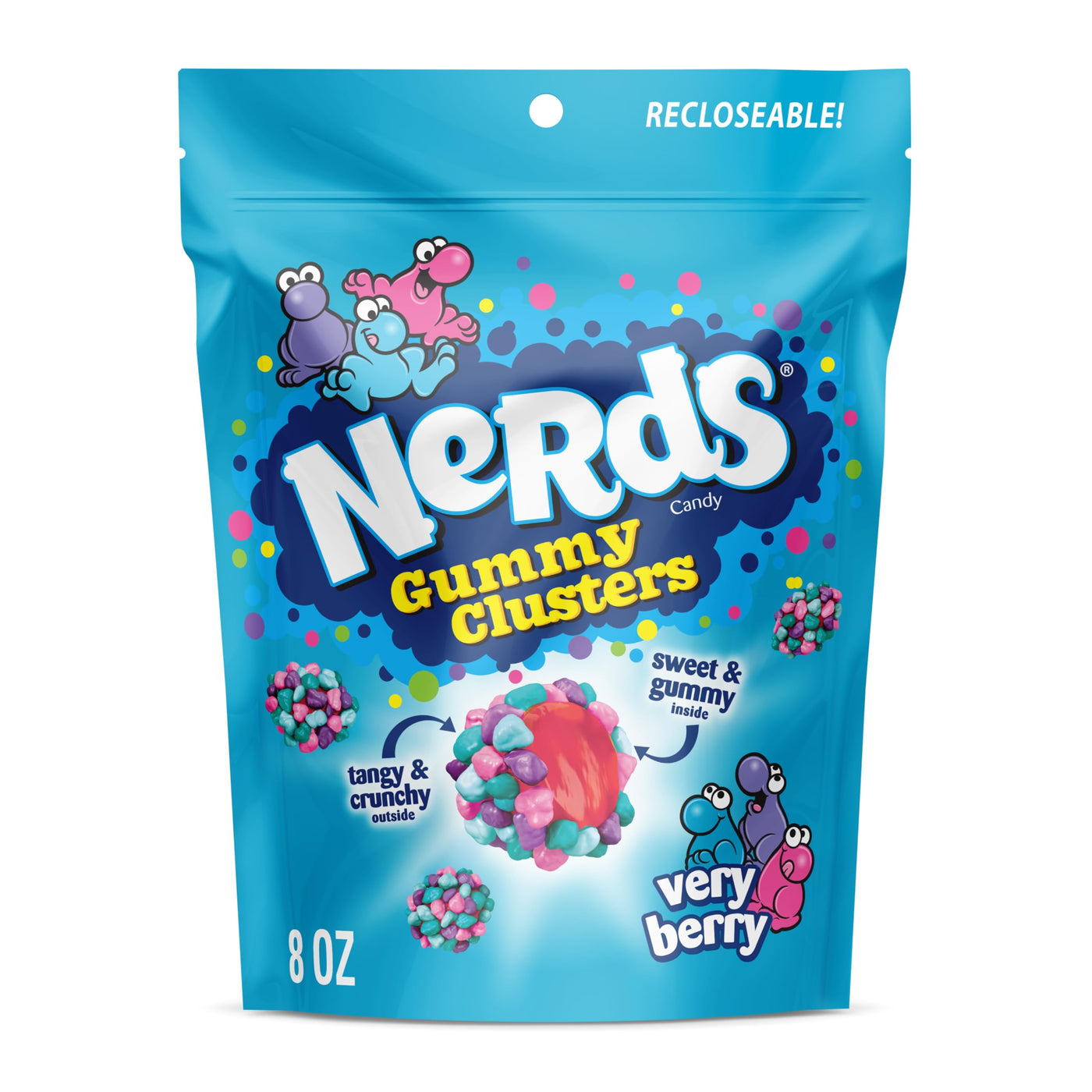 Nerds, Juicy Gummy Clusters, Strawberry Punch, Juicy and Gummy Candy, 1 Stand up Bag, for Snacking and Sharing, 7.2 Ounce