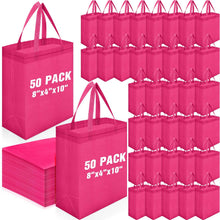 Windyun 50 Pcs Reusable Tote Bag Bulk 8 x 4 x 10 Inch Non Woven Shopping Bag with Handle Reusable Portable Grocery Gift Tote (Black)