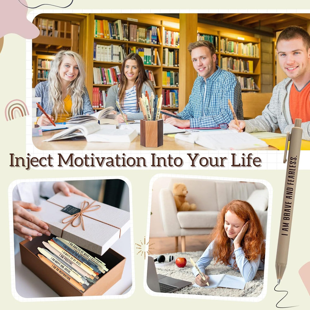 Funrous 48 Pcs Positive Affirmation Pens Bulk Retractable Motivational Ballpoint Pens Inspirational Gift for Staff Teacher Coworker Student Employee Appreciation School Office Home(Color 1)