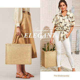Jute Tote Bags, Burlap Bags with Laminated Interior and Soft Handles