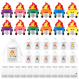 Gejoy 12 Pcs Pocket Hug Gift Set Tiny Rubber Figurines with Inspirational Message Organza Bags Glue Points Motivational Positive Gifts for Graduation Family Friends Colleagues Teachers(Stylish)