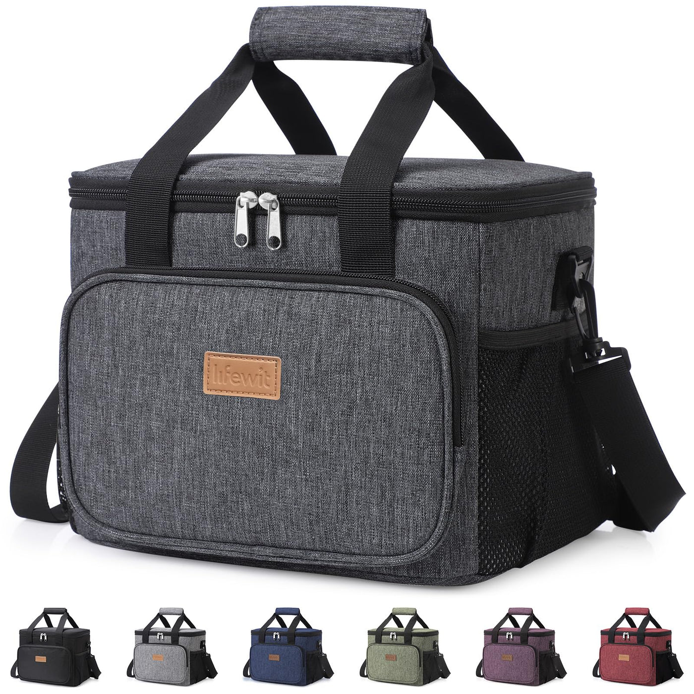 Lifewit Medium Lunch Bag, Insulated Lunch Box, Soft Cooler Cooling Tote for Adult Men Women, Black 12-Can (9L)