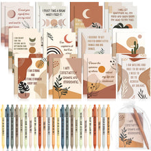 Mooliwe 24 Pcs Positive Affirmation Gift Set Gratitude Notebooks with Pens Small Bags Motivational Encouragement Notepads Daily Affirmations Journal for Women Stress Relief Self Care (Watercolor)