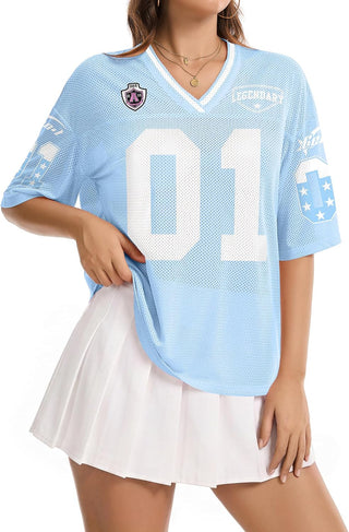 Jersey Shirts for Women Y2K Graphic Tees Oversized Streetwear Rave Concert Outfits