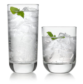 Libbey Ascent Tumbler and Rocks Drinking Glasses Set of 16, Glass Drinking Glasses with Curvature, Versatile Glassware Set for Parties and More