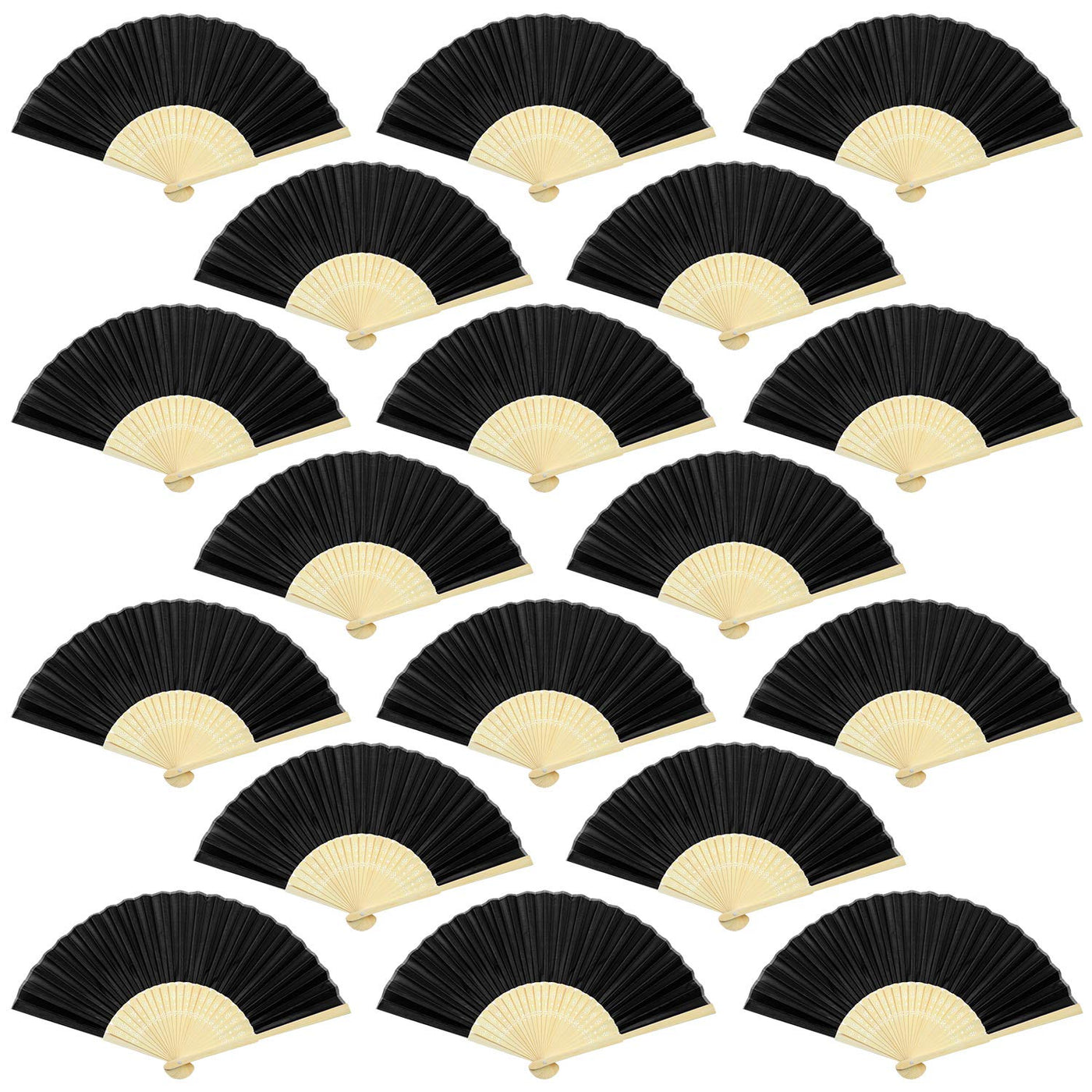 Aneco 18 Pieces Pink Handheld Cloth and Bamboo Folding Fans for Wedding Decoration, Church Gifts, Party Favors, DIY Decoration