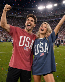 USA T-Shirt for Men, Women, Unisex - Vintage American Flag Graphic Tee - Patriotic Short Sleeve Crew Neck Top - 100% Cotton