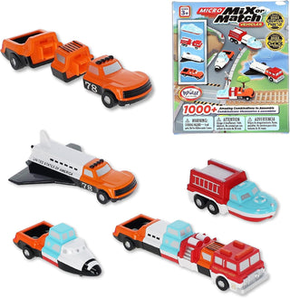 Popular Playthings Magnetic Vehicles for Toddlers 1–3, Mini Mix or Match Car Toys, Snap‑Together Interchangeable Parts for Creative Play, Travel‑Friendly Set of 4
