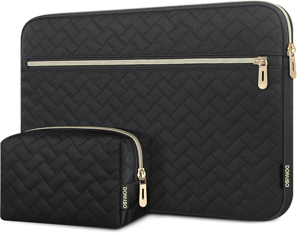 DOMISO 15.6 inch Laptop Sleeve for MacBook Air M3 15 inch Laptop Case 15.6 inch Compatible with MacBook Air 15 inch Plus 15 MacBook Pro Protective Computer Sleeve 15 inch with Small Case,Black
