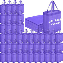 Windyun 50 Pcs Reusable Tote Bag Bulk 8 x 4 x 10 Inch Non Woven Shopping Bag with Handle Reusable Portable Grocery Gift Tote (Black)